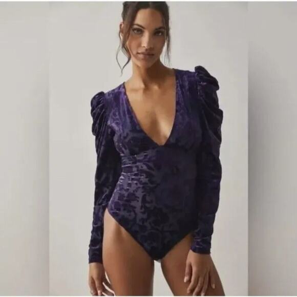 Free People Intimately Magic Hour Bodysuit Size XS Deep Sea Purple NWT - Picture 1 of 7